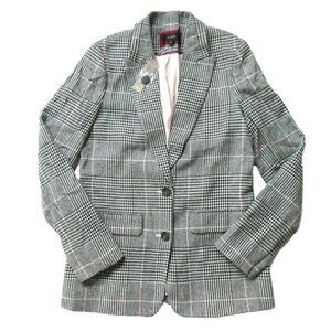 NWT J.Crew Boyfriend Blazer in Black White Plaid Italian Wool Jacket 8 $248